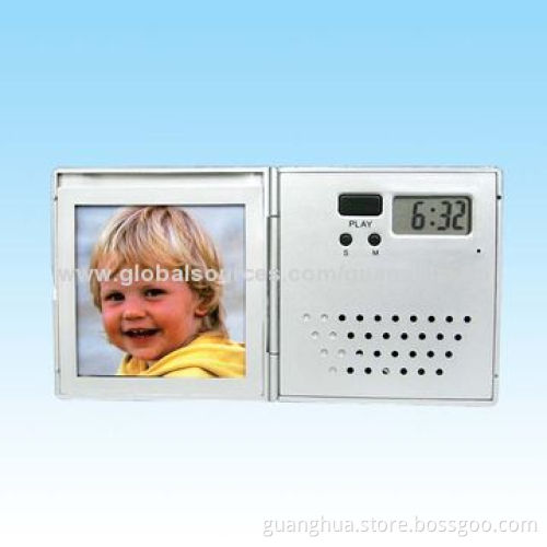 Mini Photo Frame with Record and Alarm Function, Displays Time, Month and Date